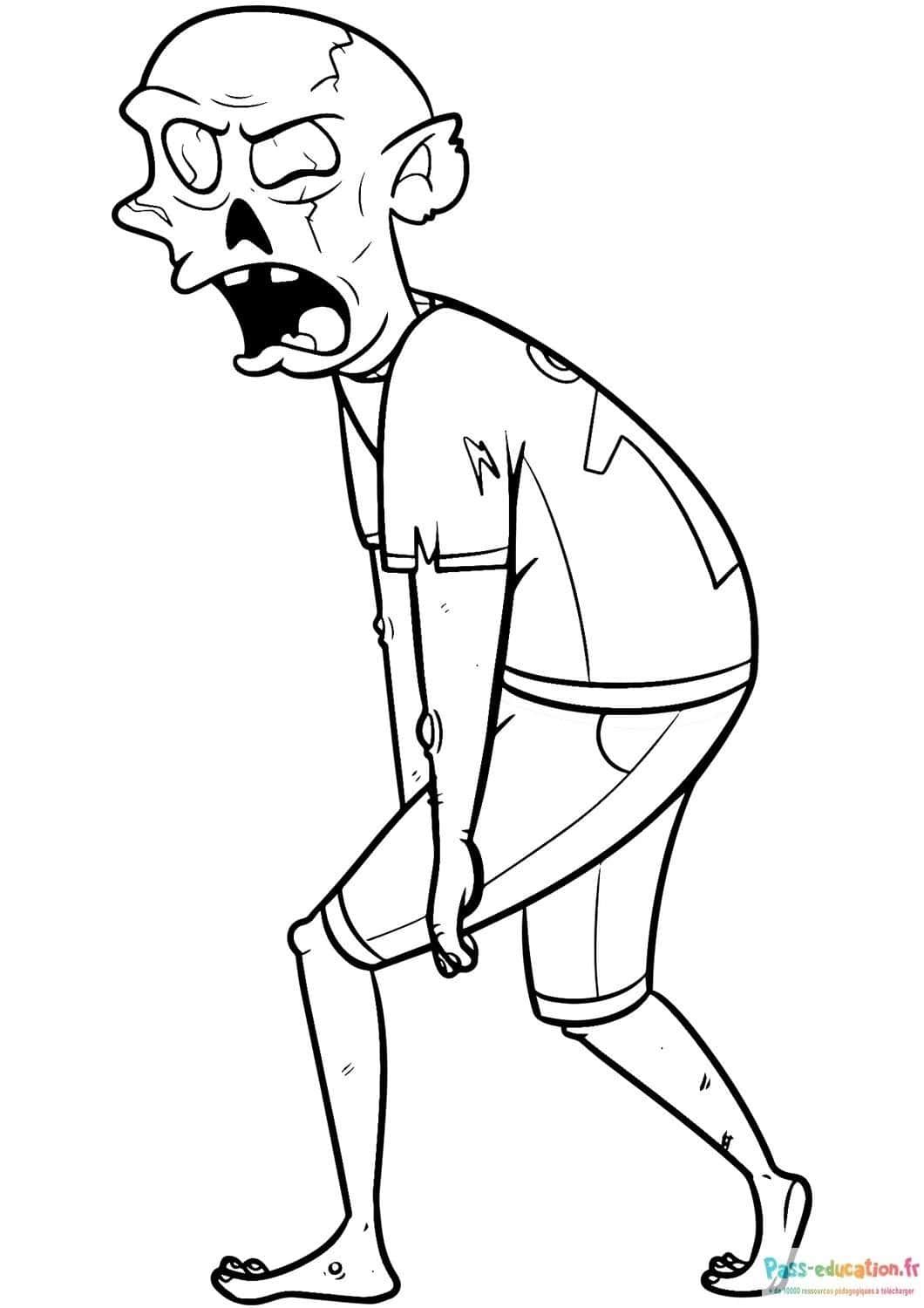Coloriage Zombie marchant à imprimer et colorier