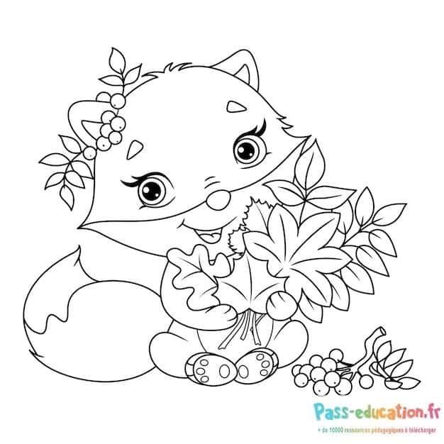 Coloriage Renard joyeux à imprimer et colorier