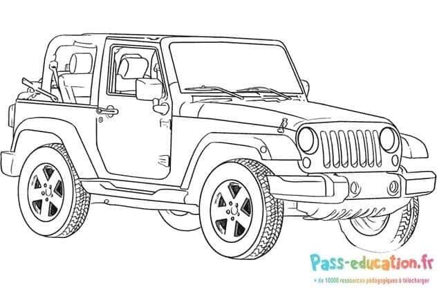 Coloriage Jeep tout-terrain à imprimer et colorier