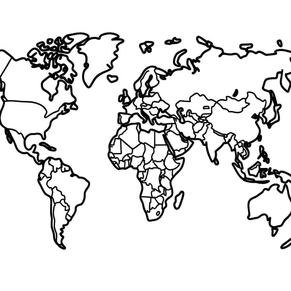 Coloriage Carte du monde à imprimer et colorier
