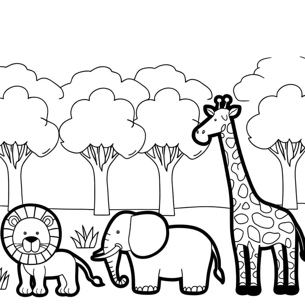 Coloriage Animaux de la savane à imprimer et colorier