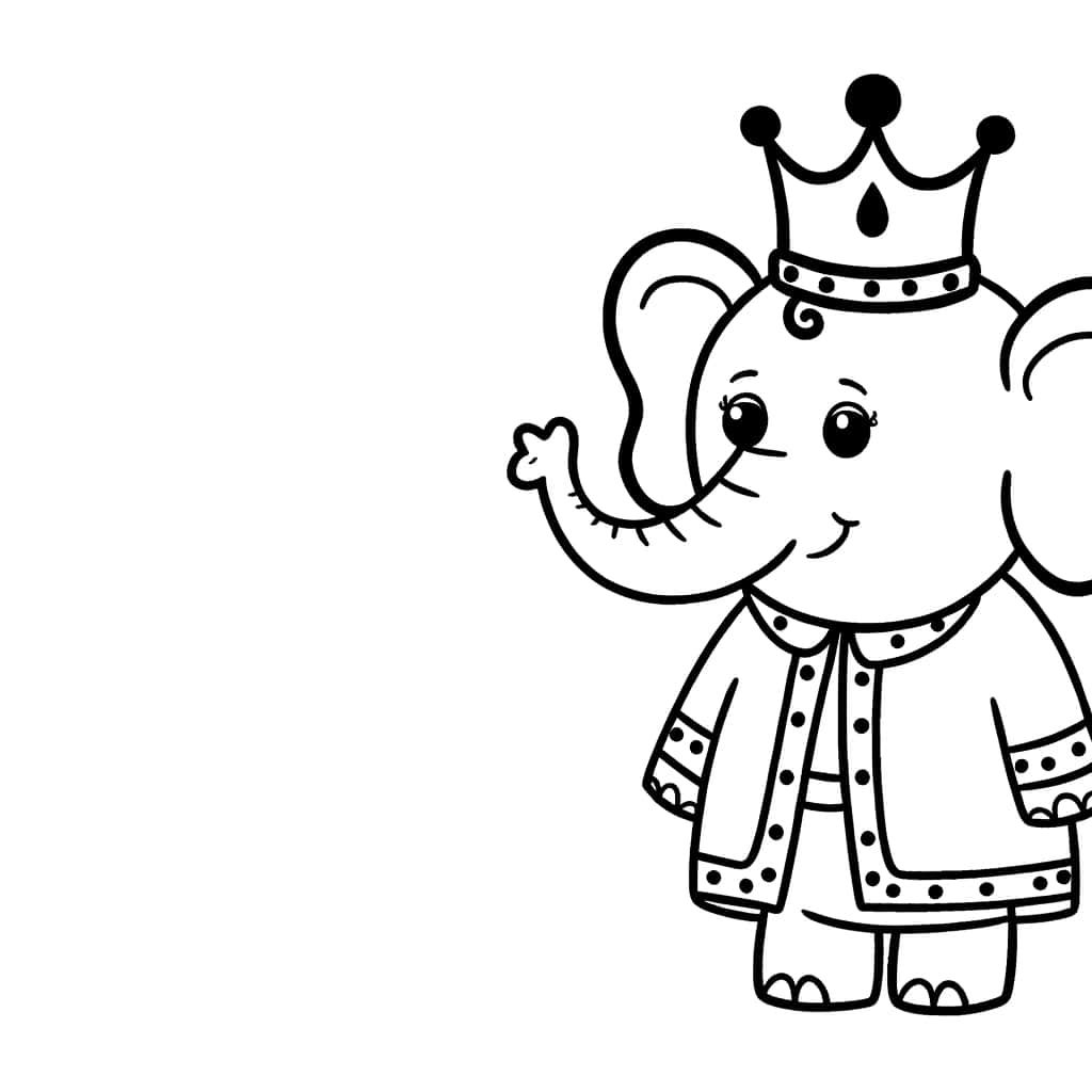 Coloriage Elephant roi à imprimer et colorier