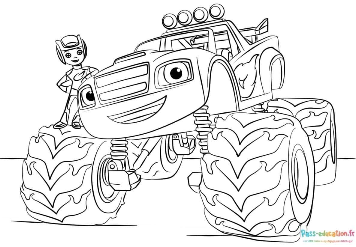 Coloriage Monster Truck et pilote à imprimer et colorier