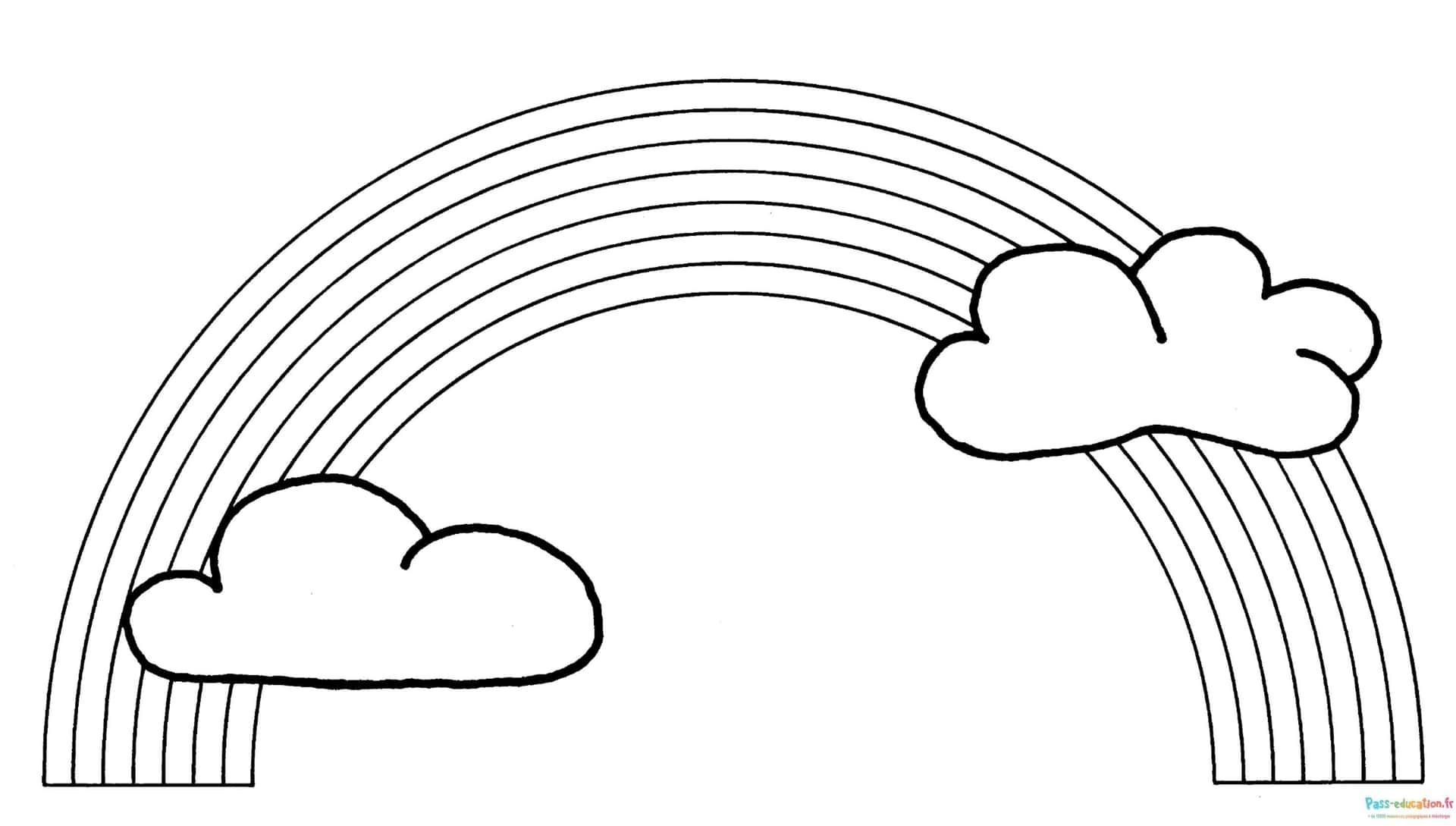 Coloriage Arc-en-ciel et nuages à imprimer et colorier
