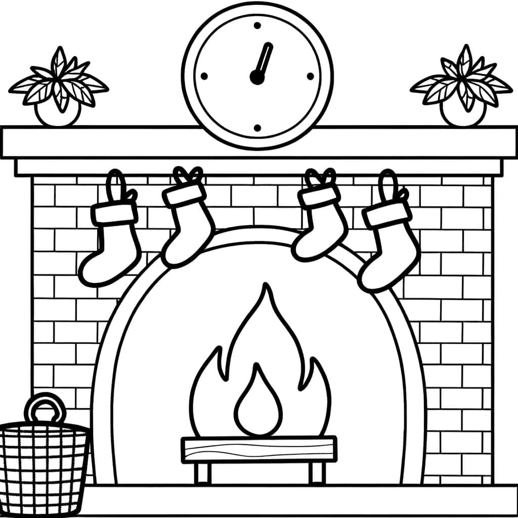 Coloriage Cheminée festive à imprimer et colorier