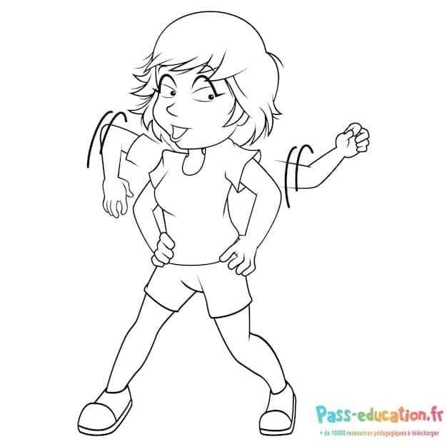 Coloriage Enfant dynamique à imprimer et colorier
