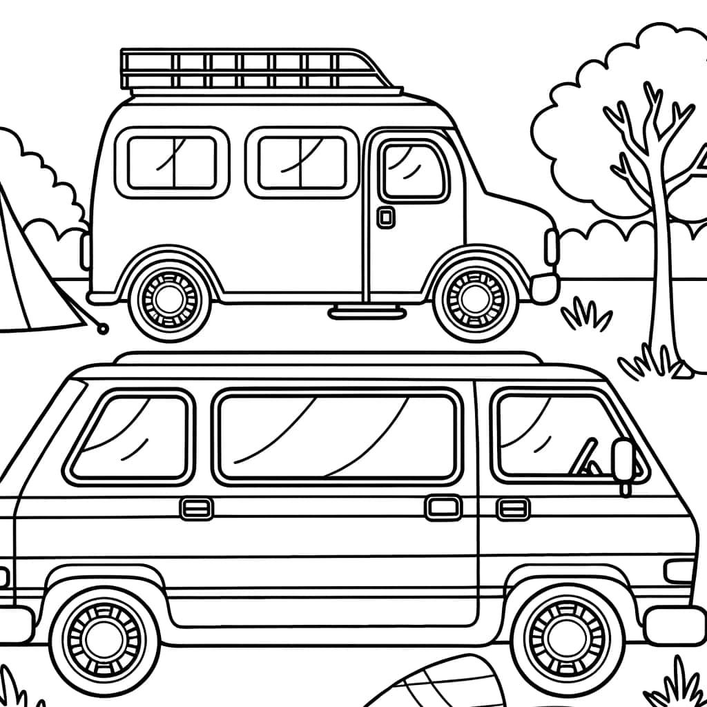 Coloriage Camping en forêt à imprimer et colorier