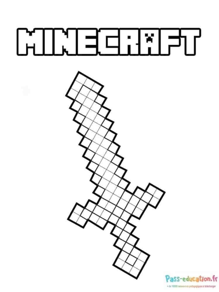 Coloriage Épée Minecraft à imprimer et colorier