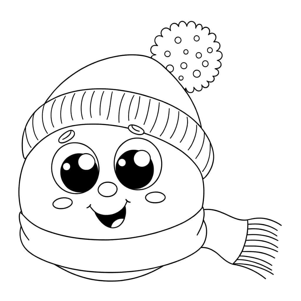 Coloriage Boule de neige souriante à imprimer et colorier