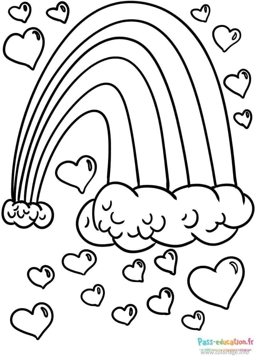 Coloriage Arc-en-ciel d'amour à imprimer et colorier