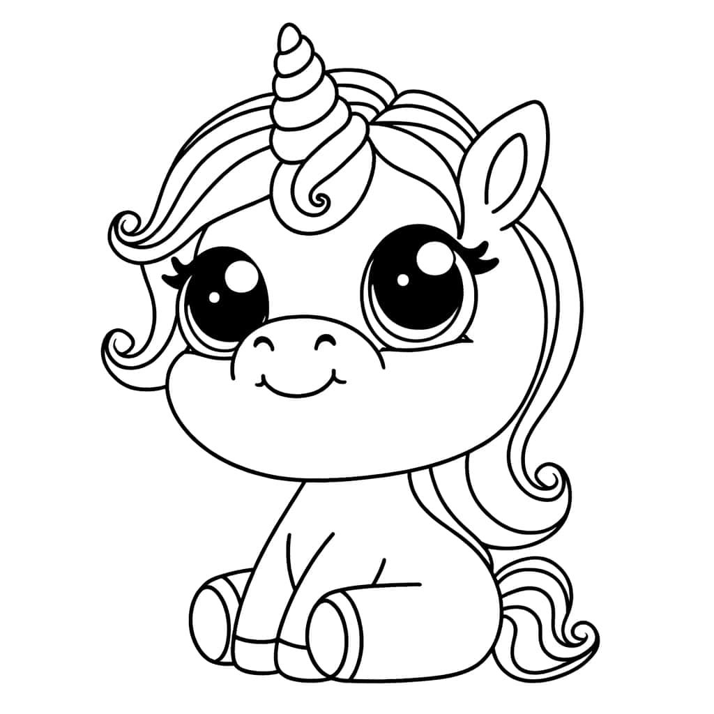 Coloriage Bébé Licorne à imprimer et colorier