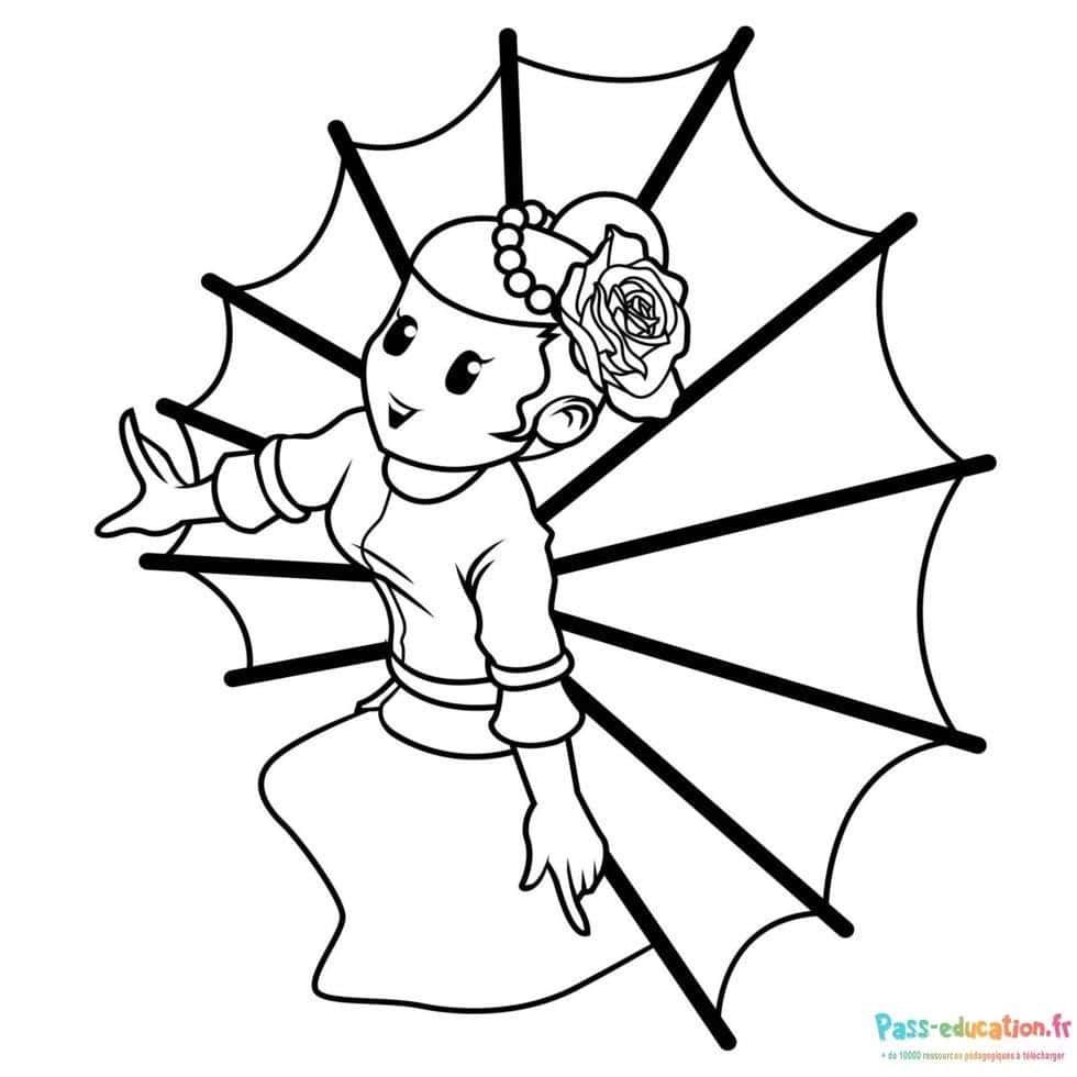 Coloriage Danseuse flamenco à imprimer et colorier