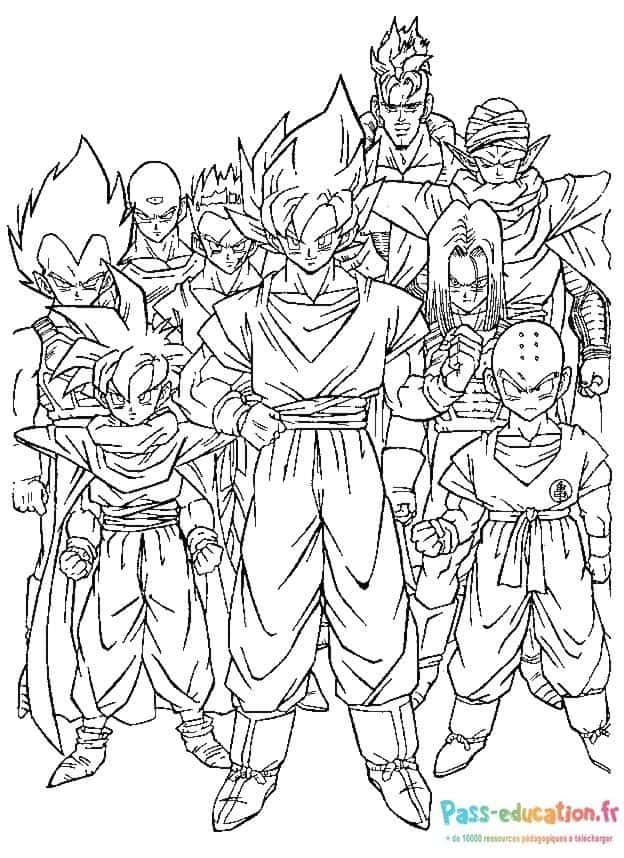 Coloriage Guerriers Dragon Ball Z à imprimer et colorier