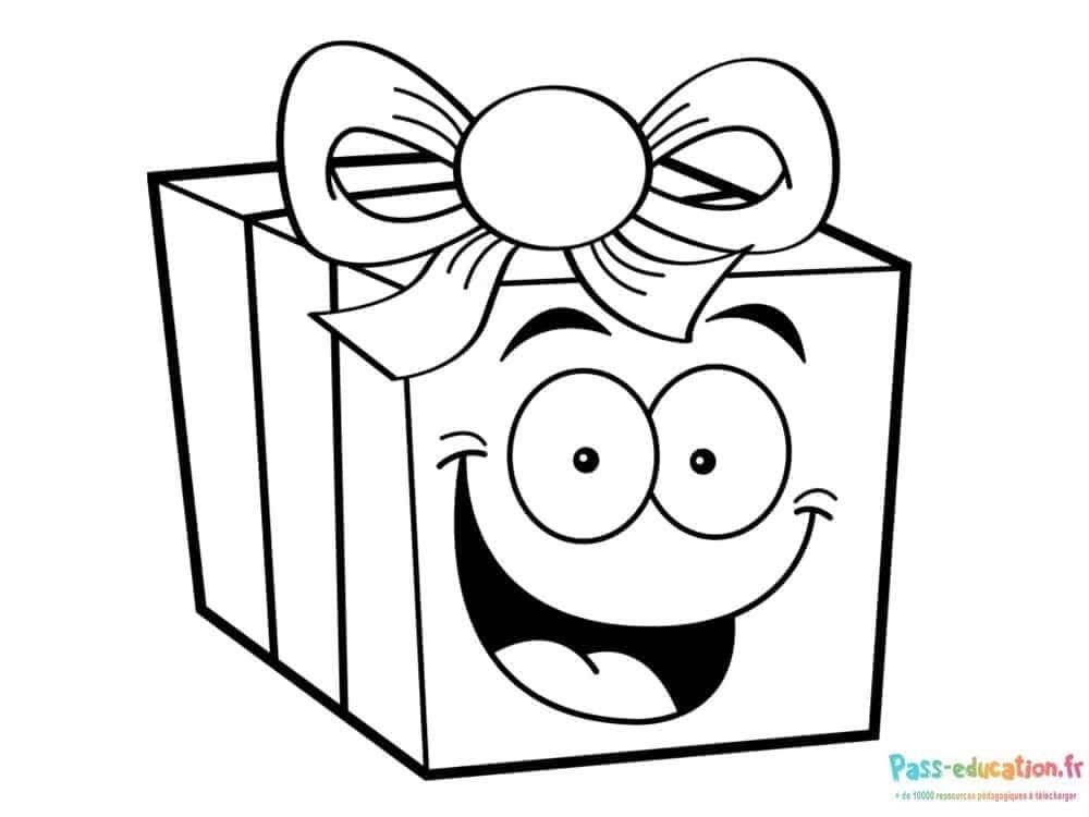 Coloriage Boîte cadeau animée à imprimer et colorier
