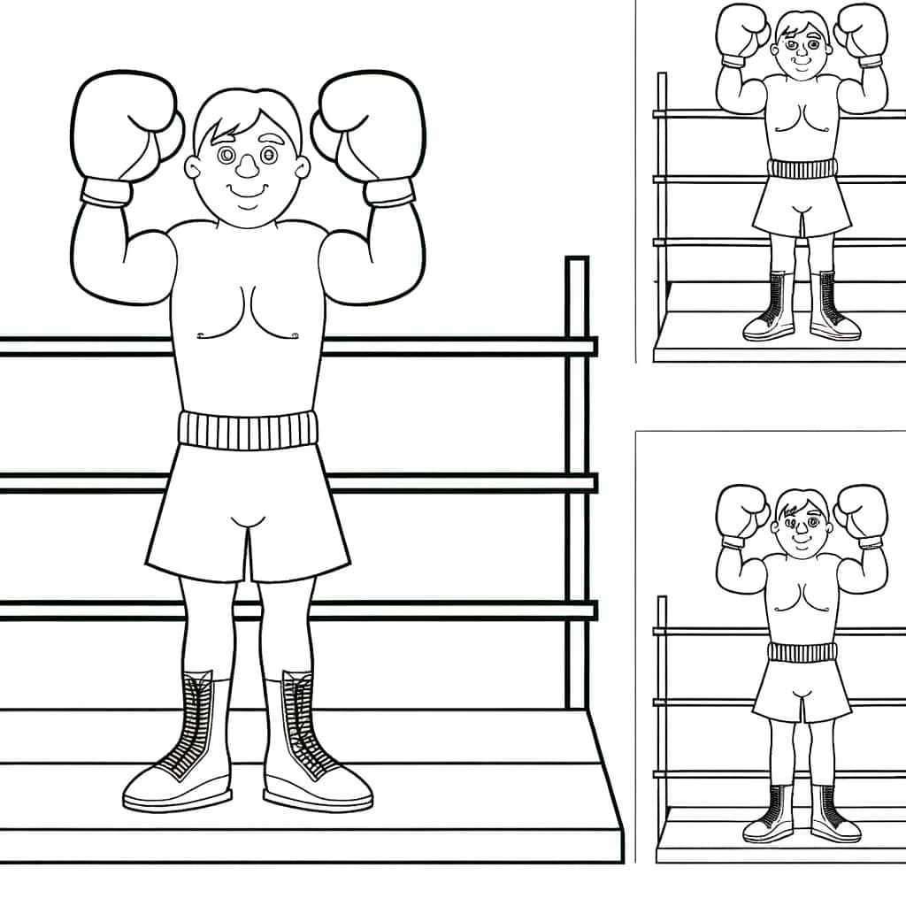 Coloriage Boxeur prêt à combattre à imprimer et colorier