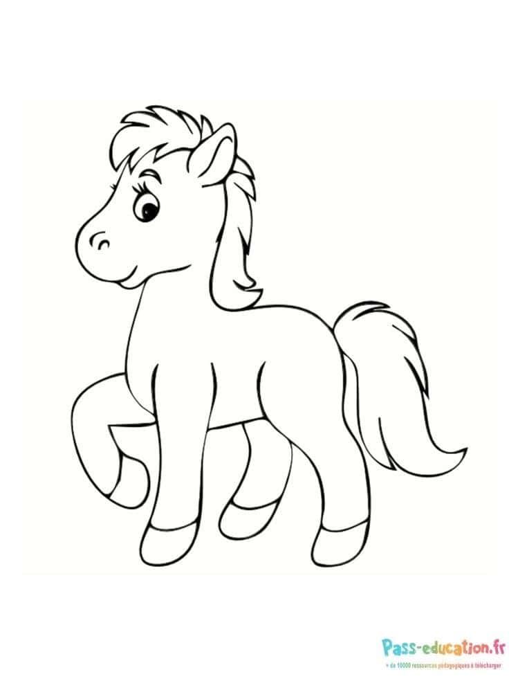 Coloriage Poney souriant à imprimer et colorier