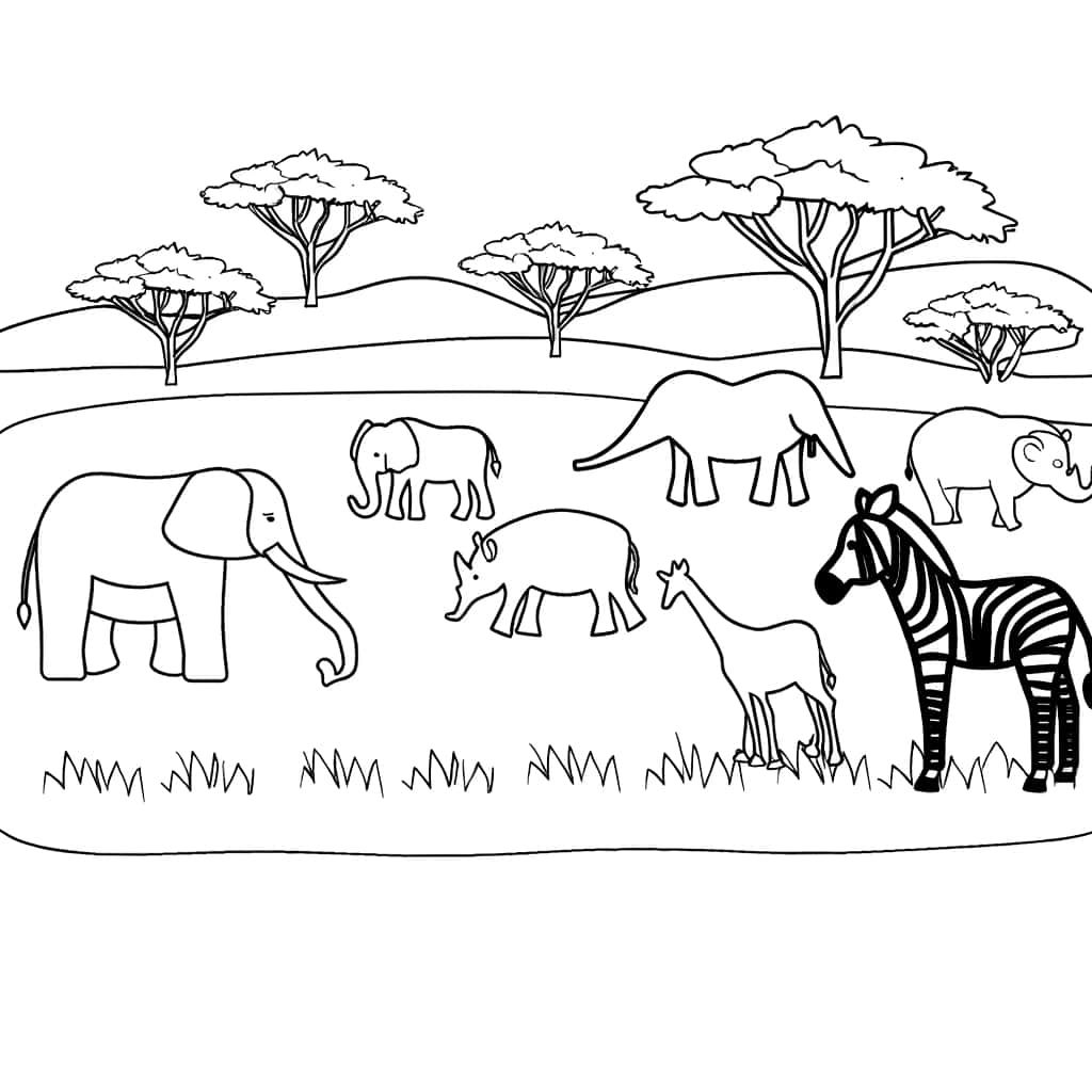 Coloriage Safari africain à imprimer et colorier