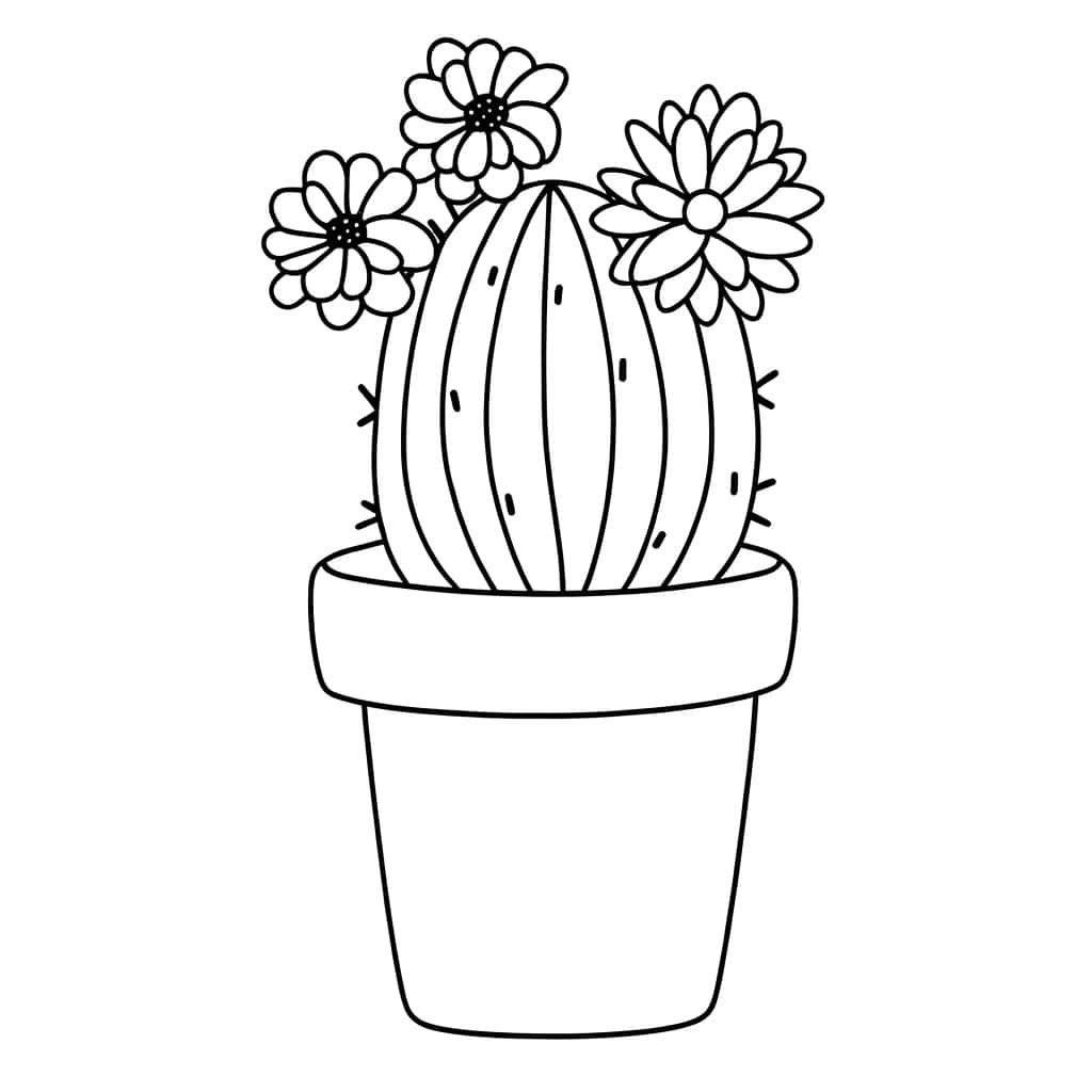 Coloriage Cactus fleuri à imprimer et colorier