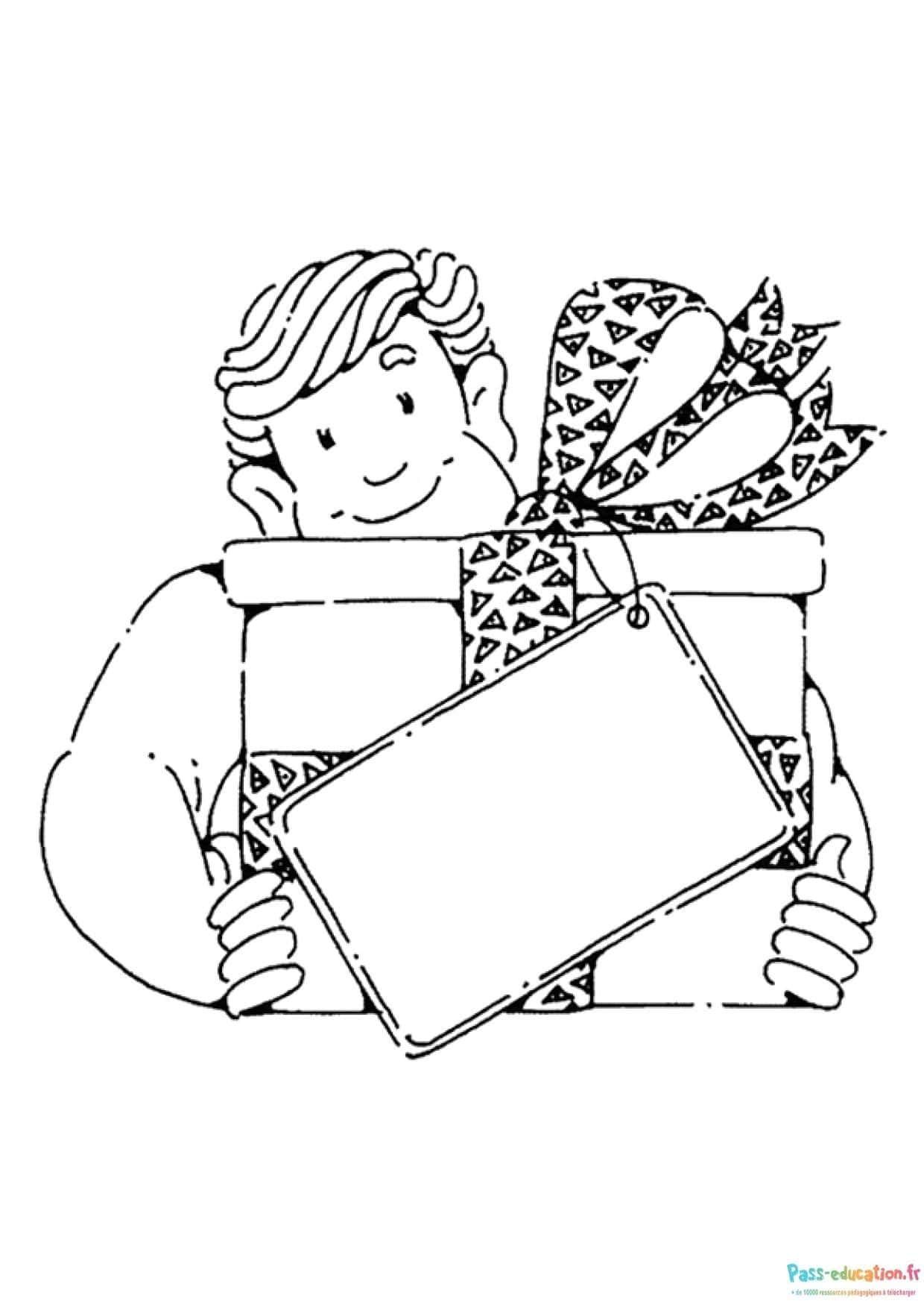 Coloriage Papa avec cadeaux à imprimer et colorier
