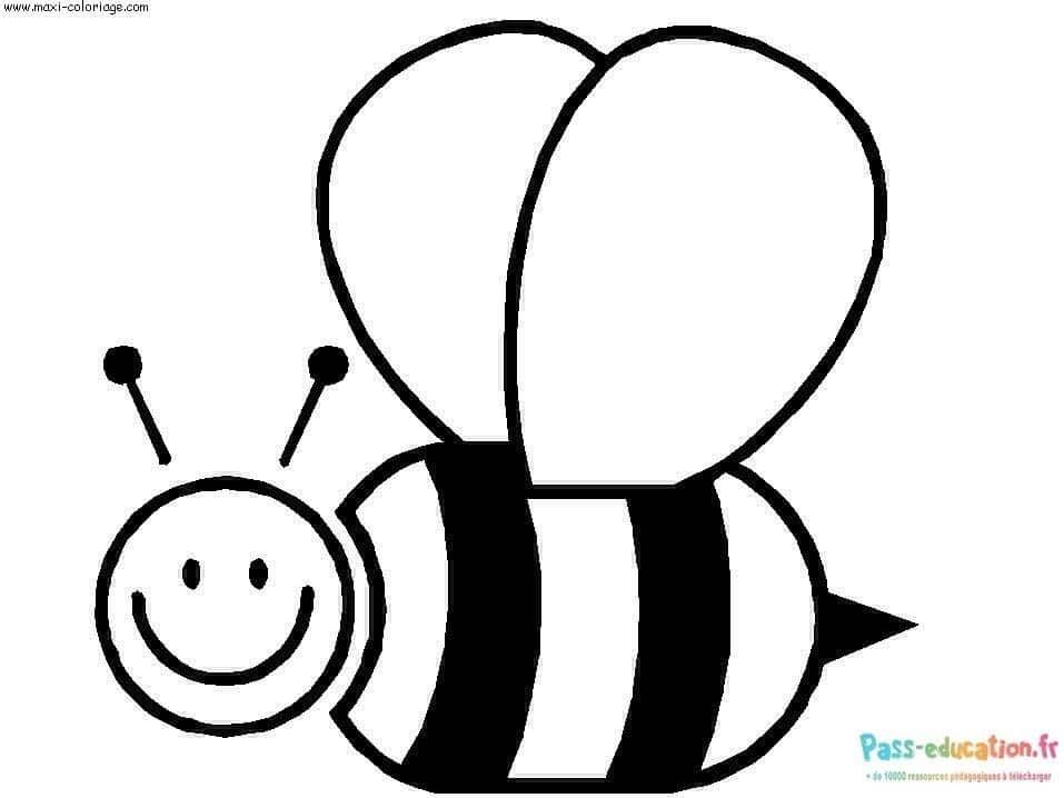Coloriage Abeille souriante à imprimer et colorier