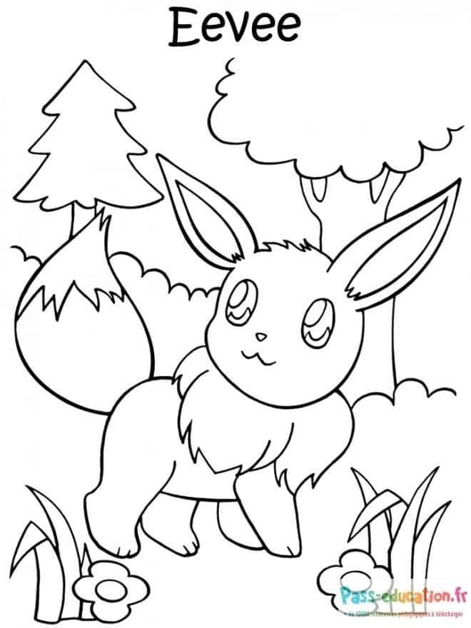 Coloriage Eevee Pokémon à imprimer et colorier