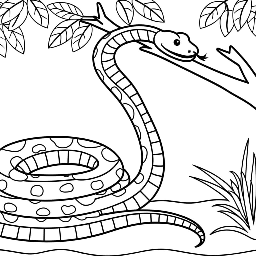 Coloriage Serpent dans l'arbre à imprimer et colorier
