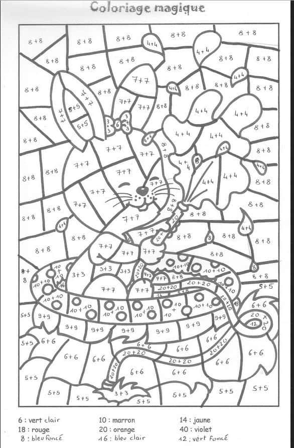 Coloriage Lapin mathématique à imprimer et colorier