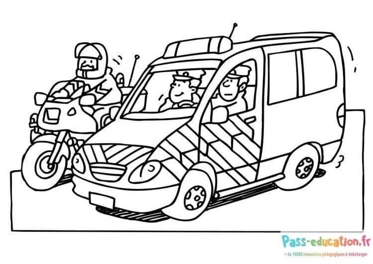 Coloriage Poursuite policière à imprimer et colorier