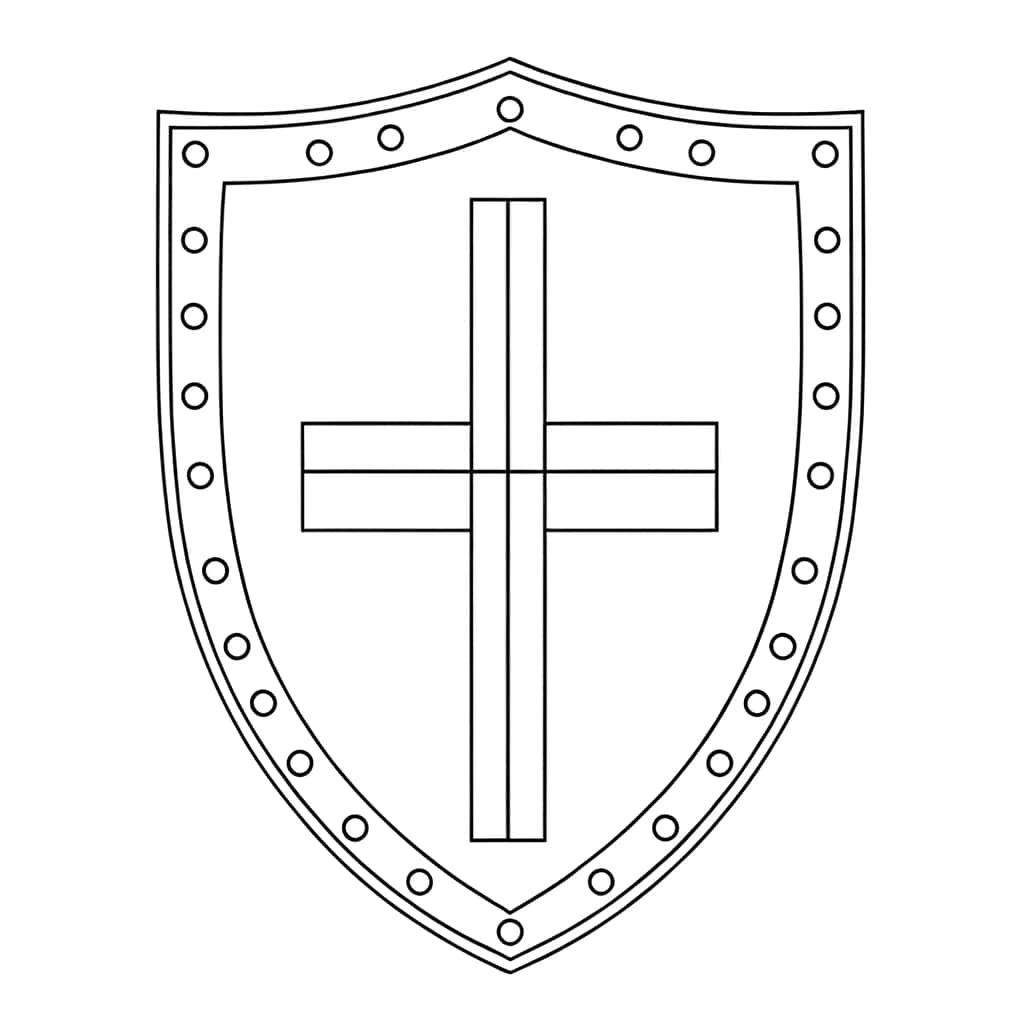 Coloriage Bouclier avec croix à imprimer et colorier
