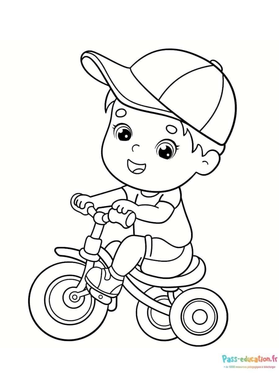 Coloriage Petit cycliste à imprimer et colorier