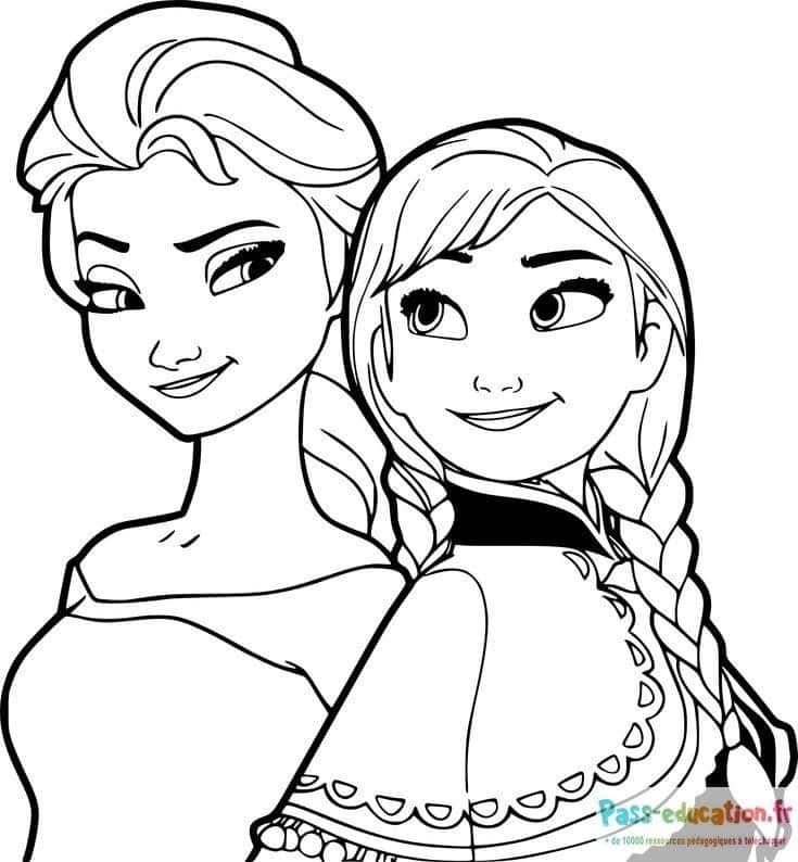 Coloriage Elsa et Anna à imprimer et colorier