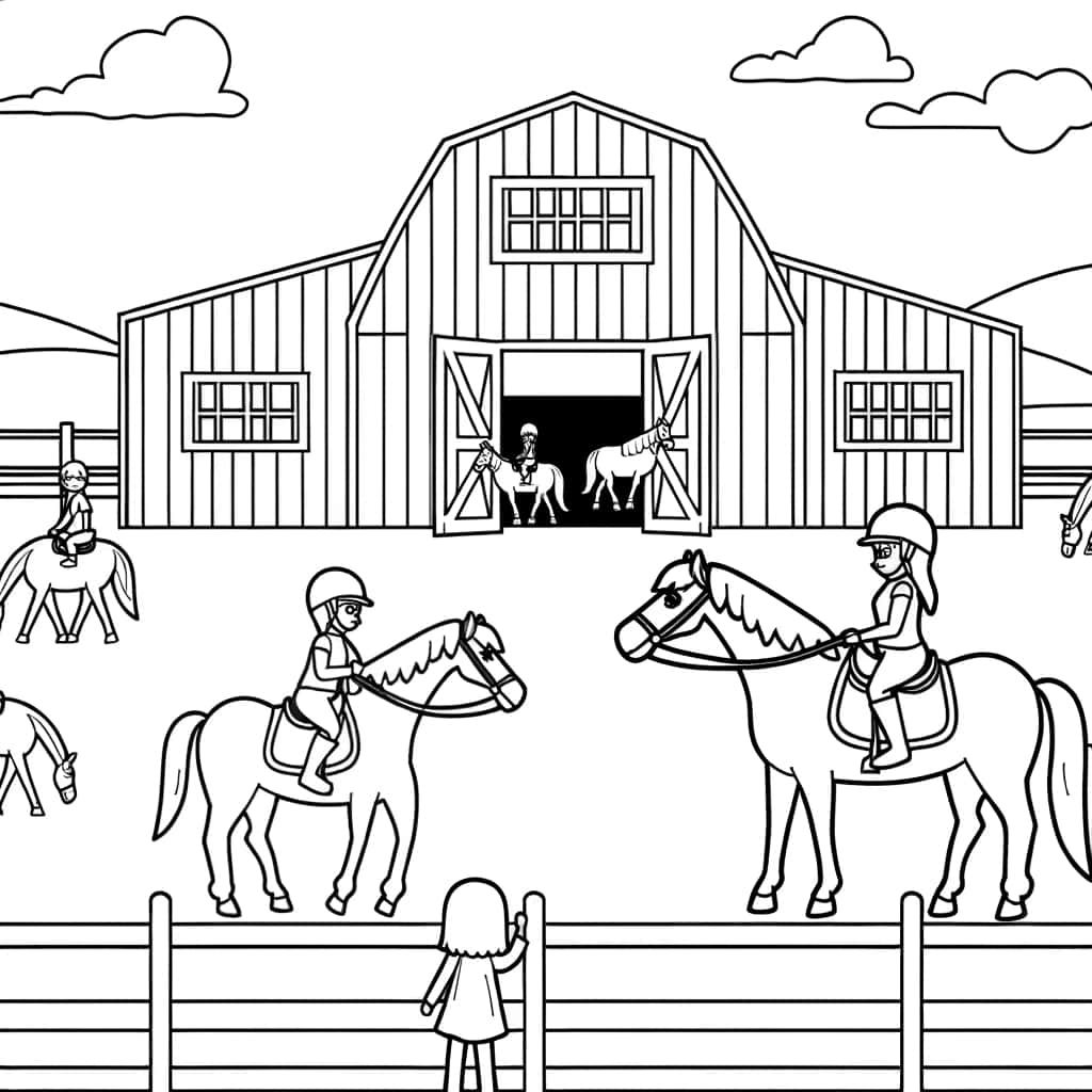 Coloriage Centre équestre à imprimer et colorier