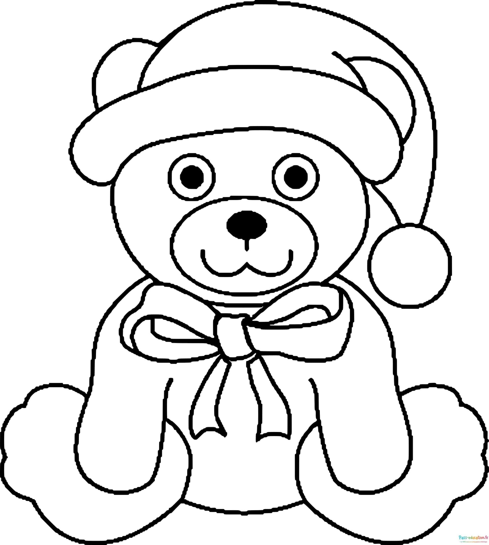 Coloriage Ours Noël à imprimer et colorier