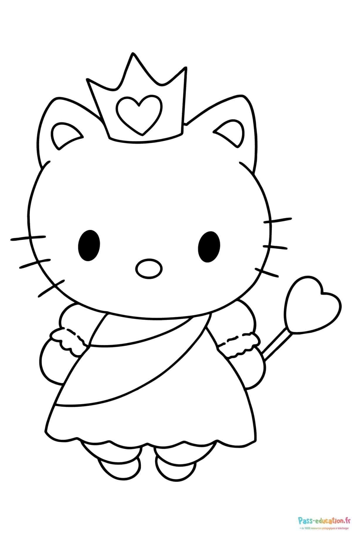 Coloriage Hello Kitty royale à imprimer et colorier