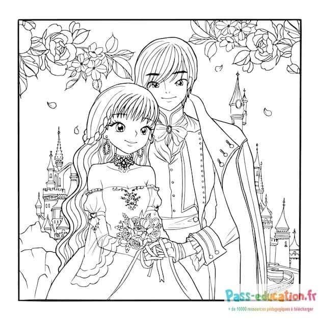 Coloriage Mariage féerique à imprimer et colorier