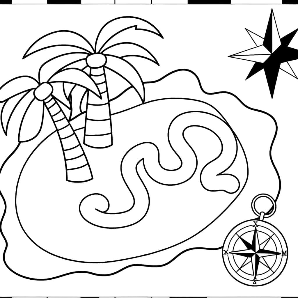 Coloriage Carte au Trésor à imprimer et colorier