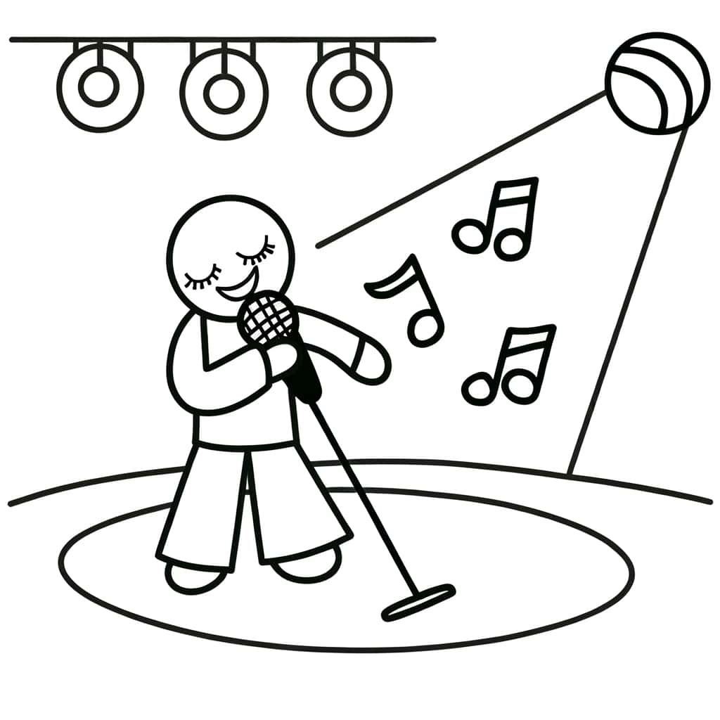 Coloriage Chanteur de scène à imprimer et colorier