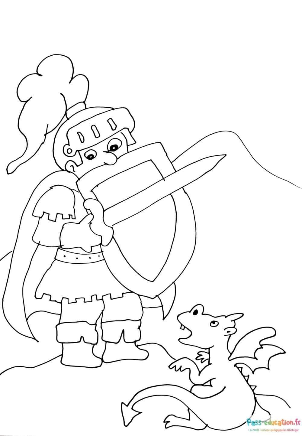 Coloriage Chevalier et dragon à imprimer et colorier