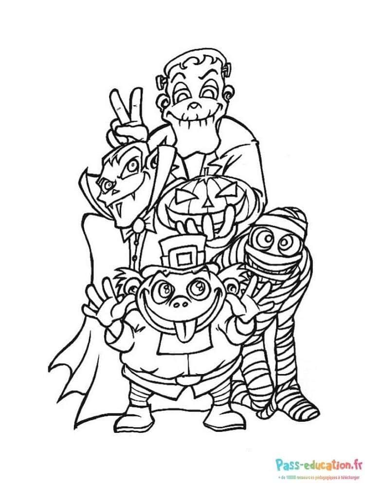 Coloriage Monstres d'Halloween à imprimer et colorier