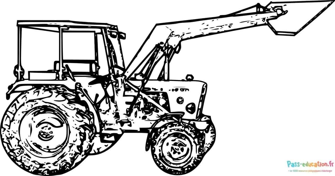 Coloriage Tracteur avec chargeur à imprimer et colorier