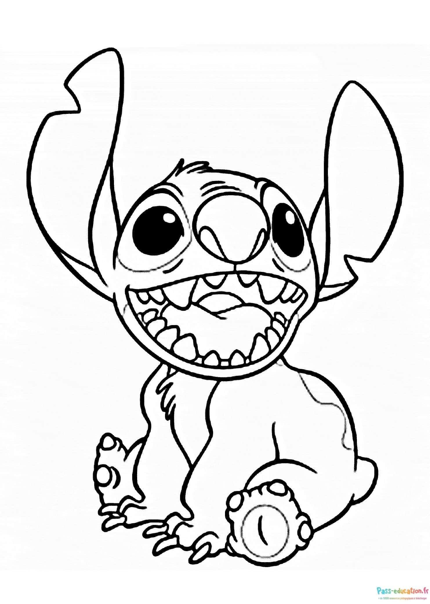 Coloriage Stitch souriant à imprimer et colorier
