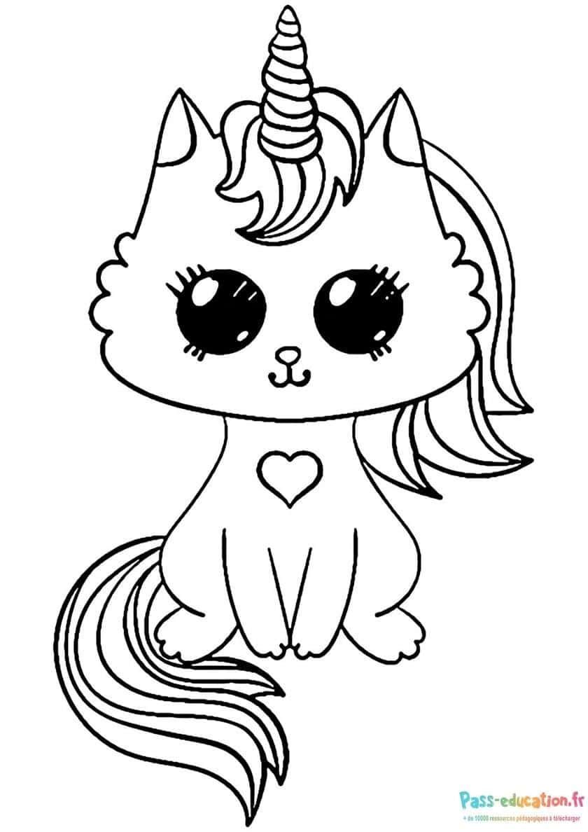 Coloriage Licorne chaton à imprimer et colorier
