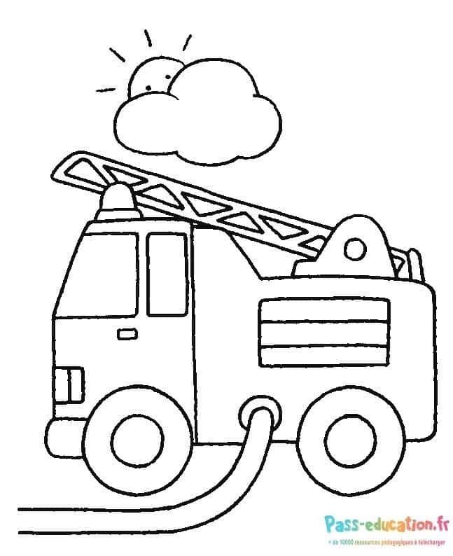 Coloriage Camion de pompier à imprimer et colorier