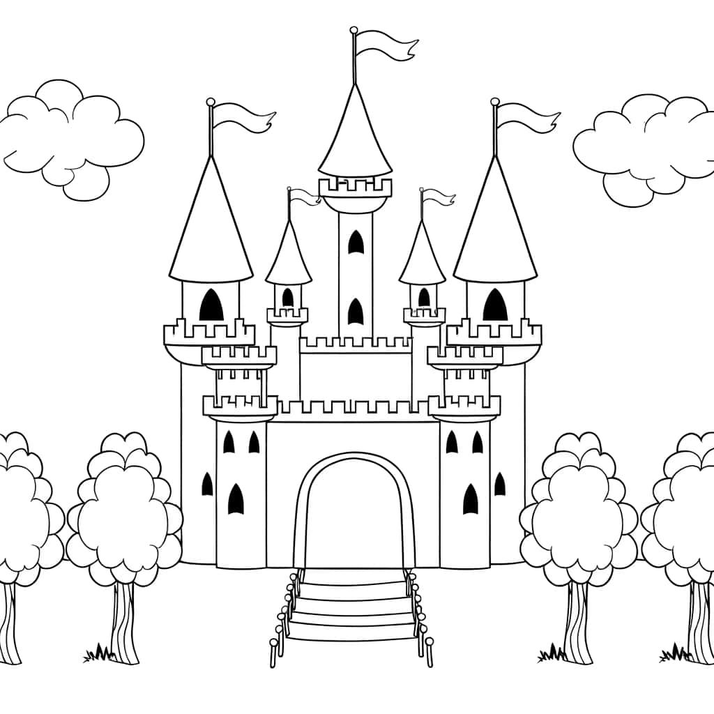Coloriage Château de princesse à imprimer et colorier