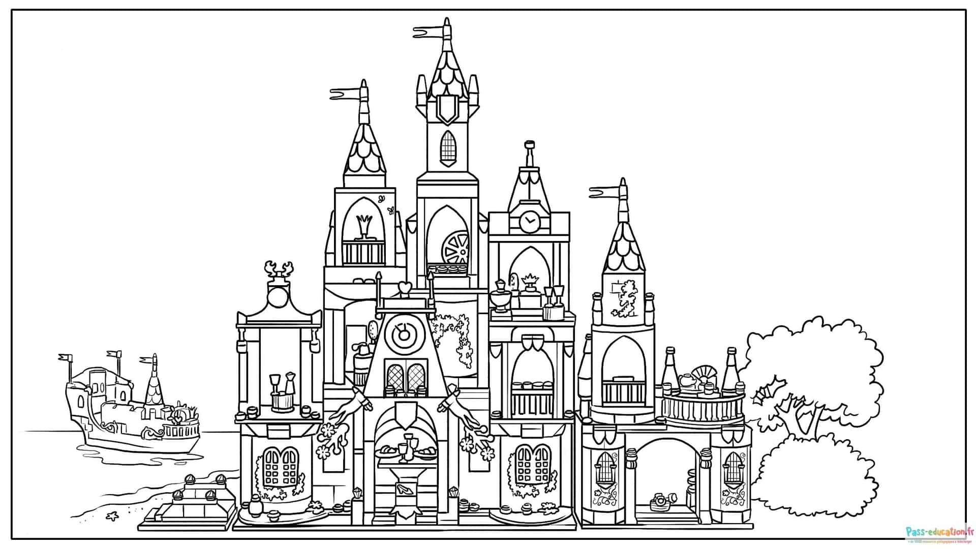 Coloriage Château Princesse à imprimer et colorier