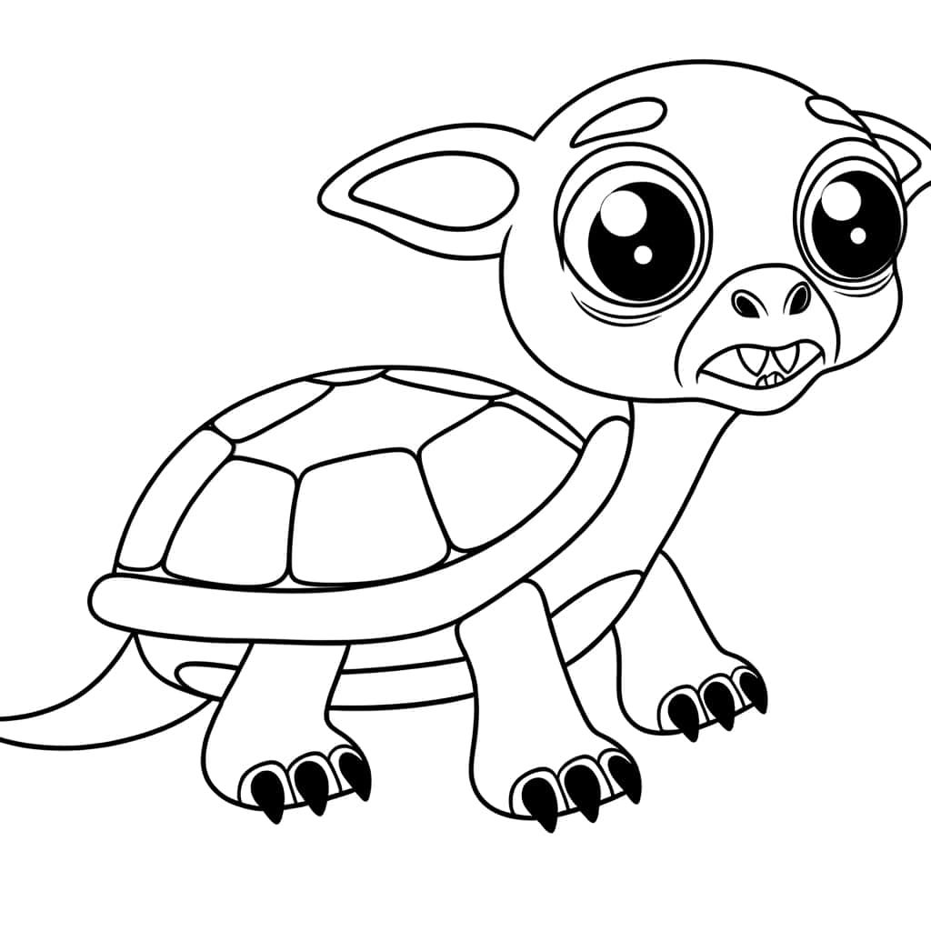 Coloriage Tortue caricaturale à imprimer et colorier