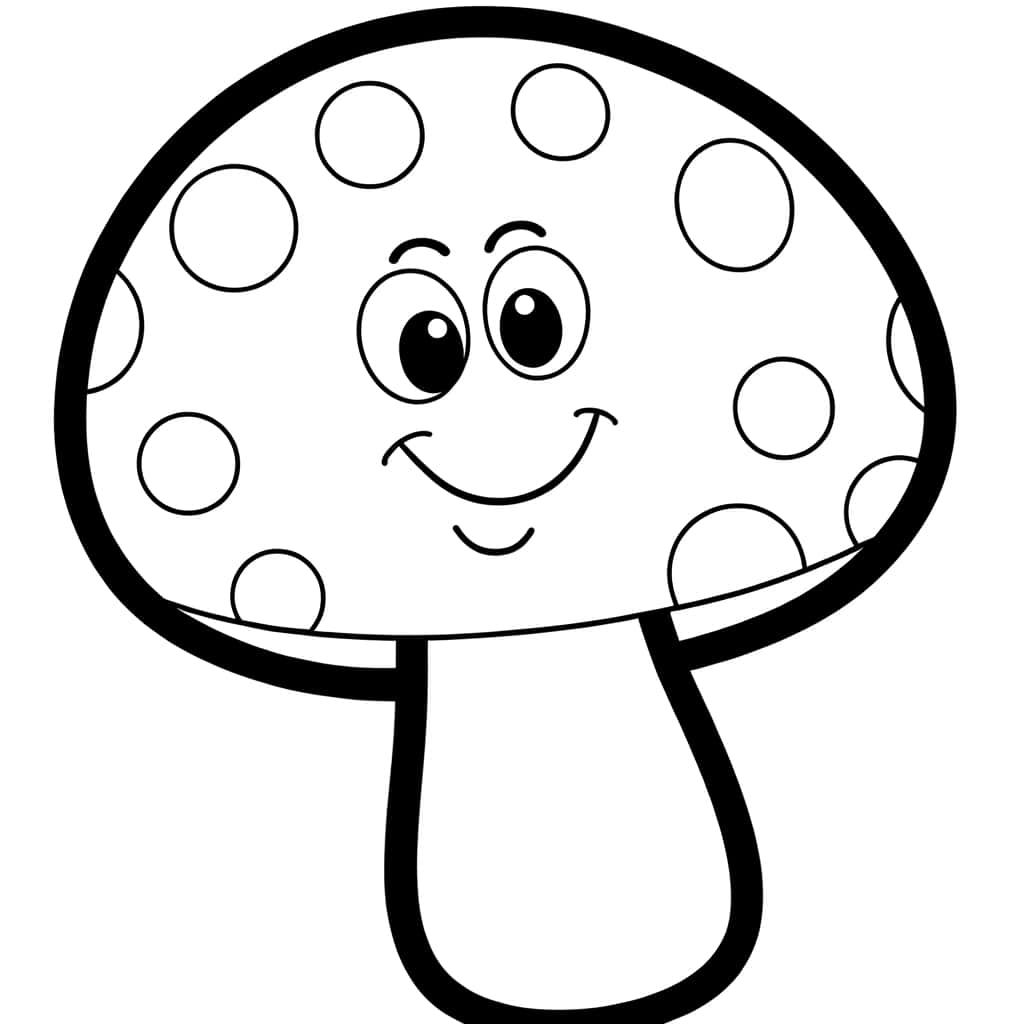 Coloriage Champignon souriant à imprimer et colorier