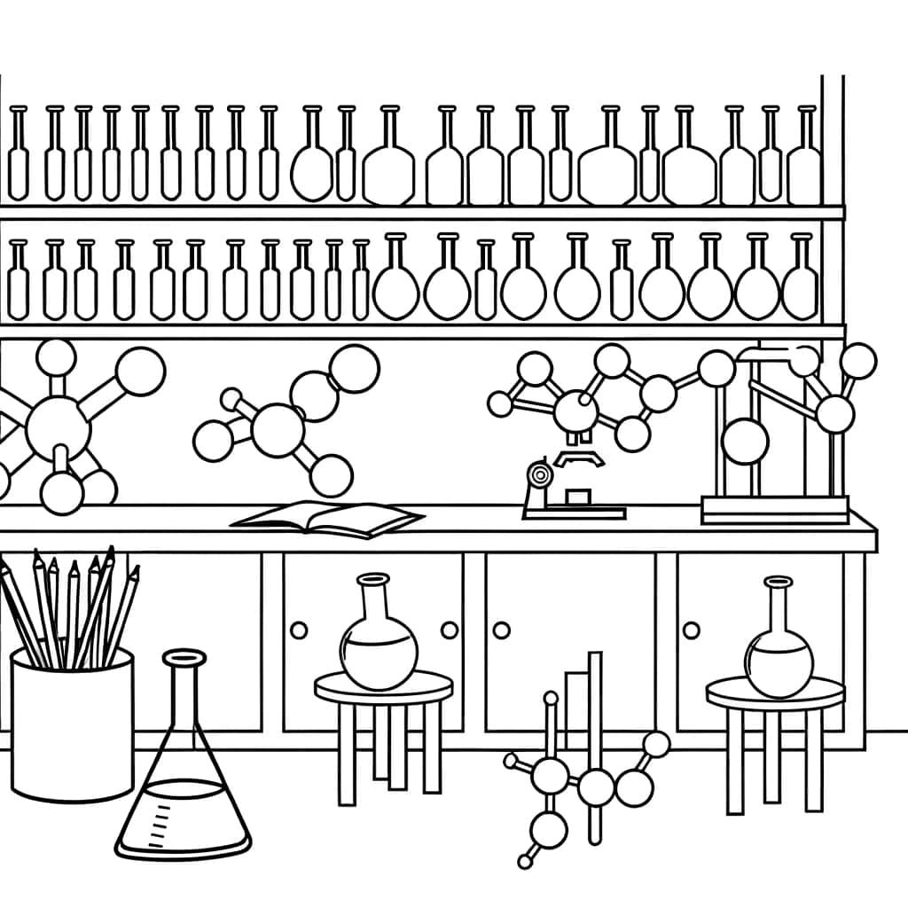 Coloriage Laboratoire de chimie à imprimer et colorier