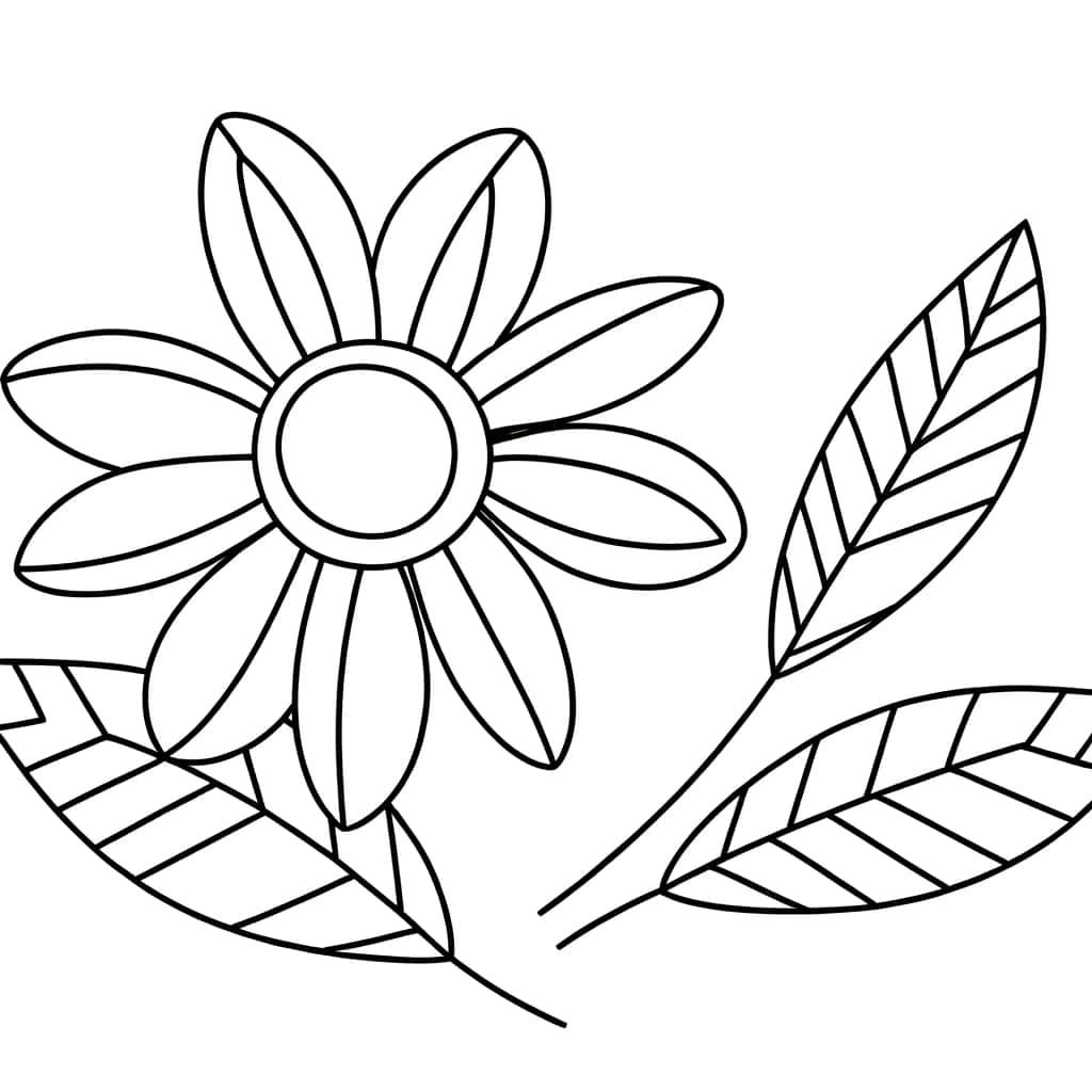 Coloriage Fleur et feuilles à imprimer et colorier