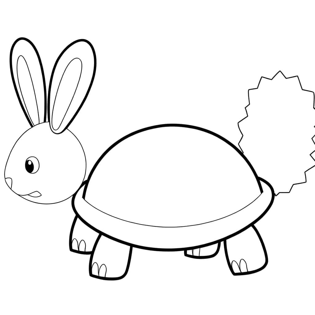 Coloriage Tortue et lapin à imprimer et colorier